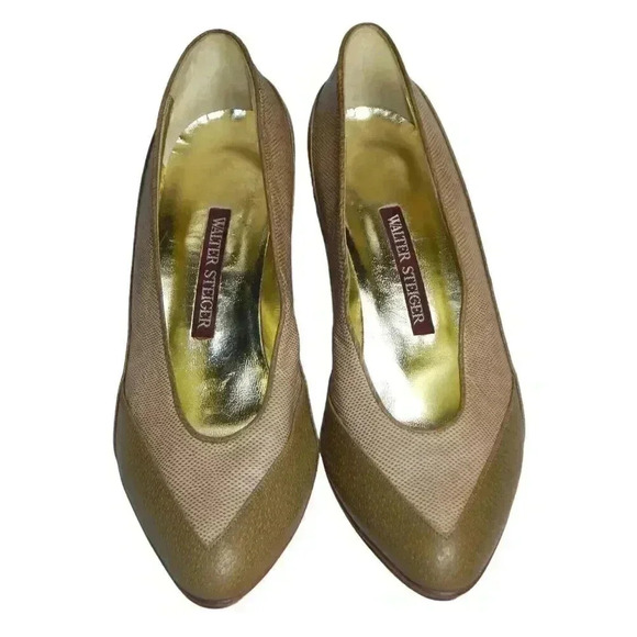 Walter Steiger Vintage Pumps Women's Size 10 B Brown Cone Mid Heel - Picture 2 of 12